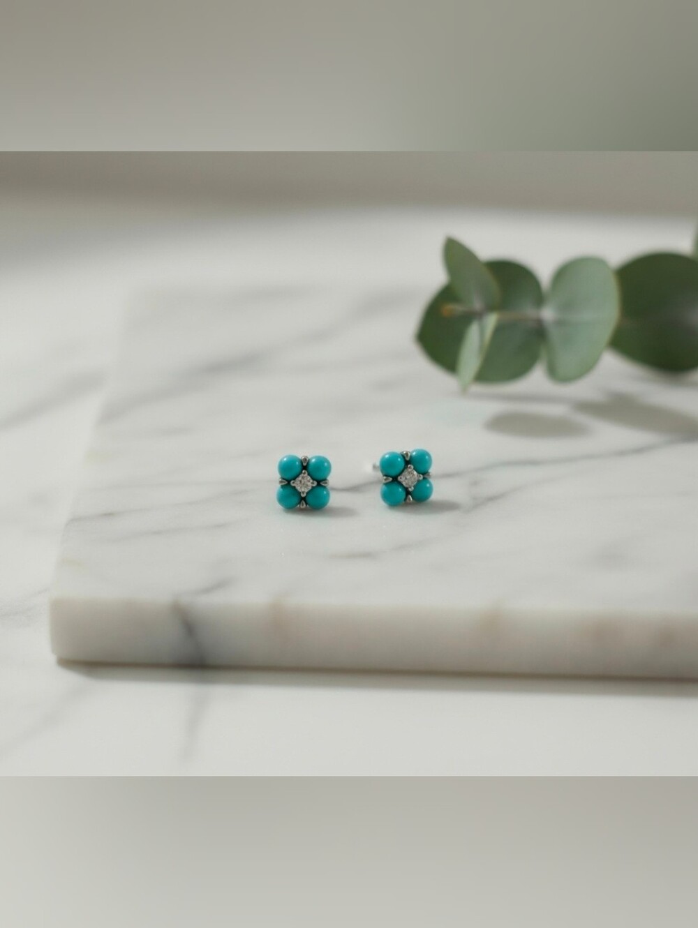 Turquoise Flower Cluster Stud Earrings